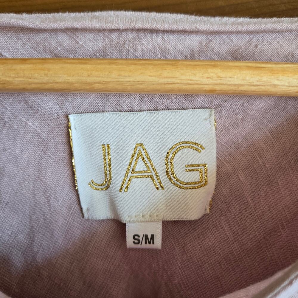 JAG Eden Dress Midi Blush Pink Linen S/M Ruffled Coastal Summer Cottagecore Boho - Picture 6 of 8